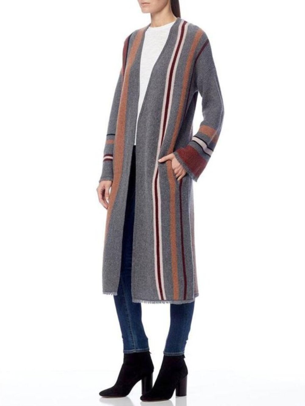 360 Cashmere Madelyn Cardigan Duster (XS) Color-Heather Bobbi